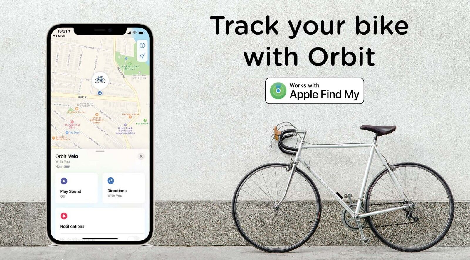 Orbit X Velo GPS Bike Tracker Bicycle Locator Finder Tag Tracking Apple Find My