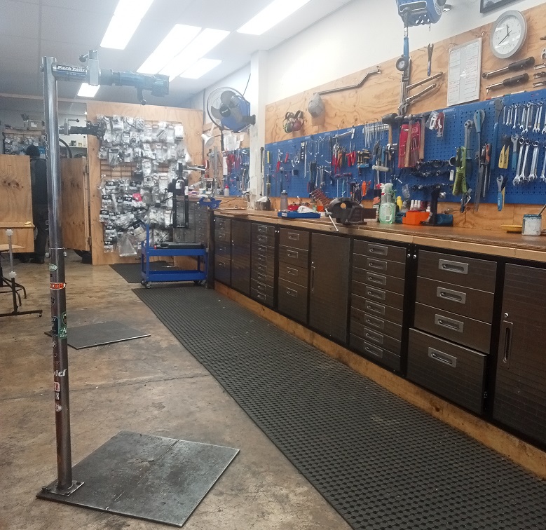 Fully equipped bike repair shop in high volume area