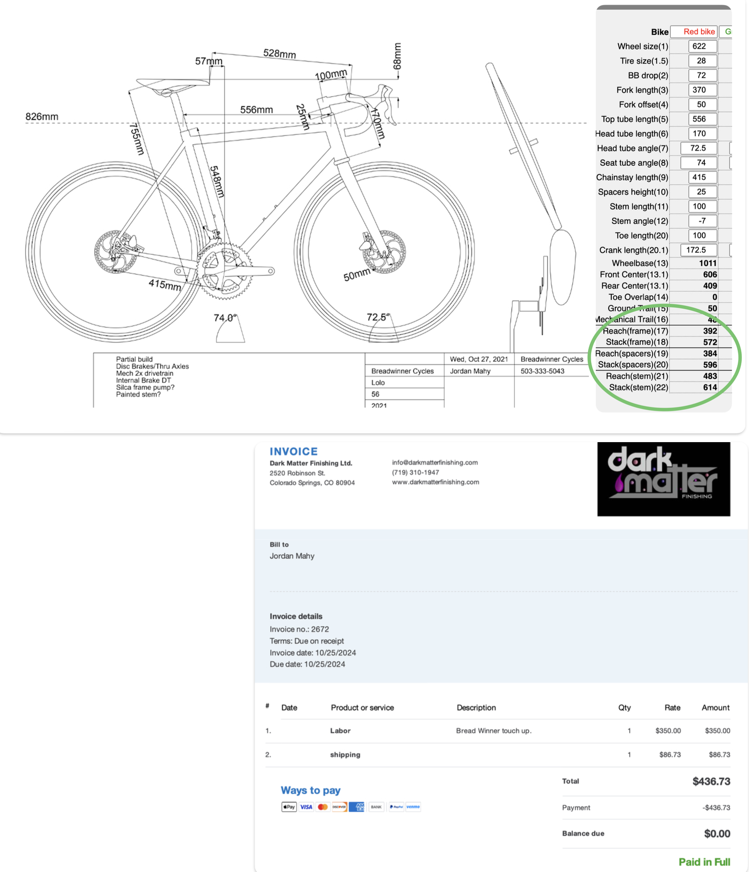 Breadwinner Lolo Frameset (M/L)Custom Paint + PTM Silca Frame Pump