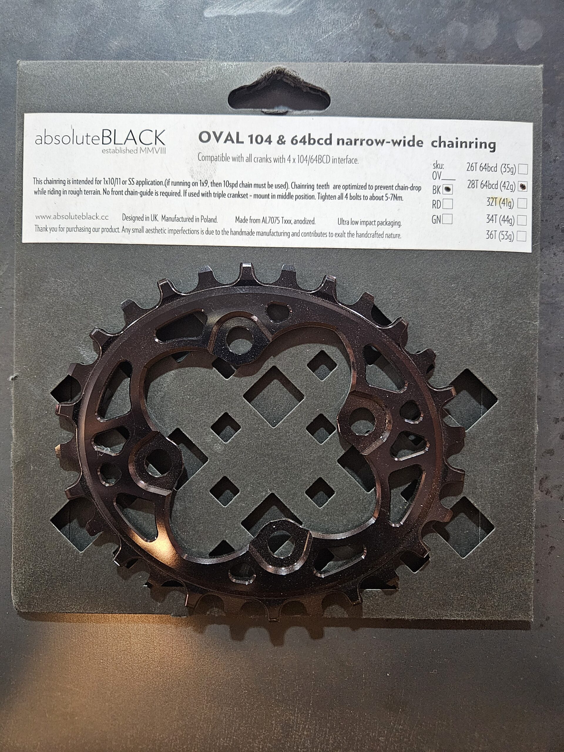 absoluteBLACK Oval 64 BCD Chainring