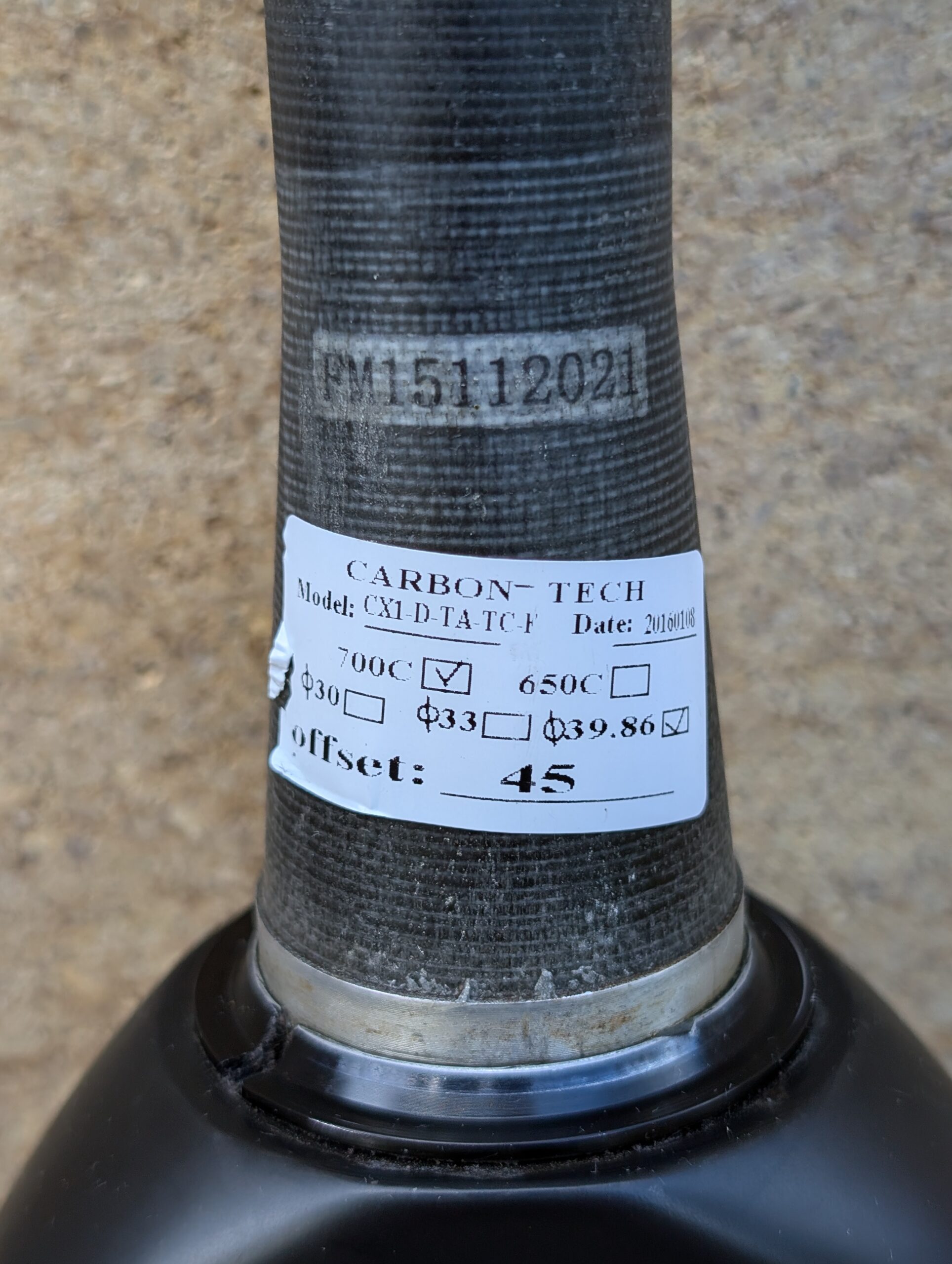 Whisky CX1 CX/Gravel form 15mm Thru axle 235mm steerer