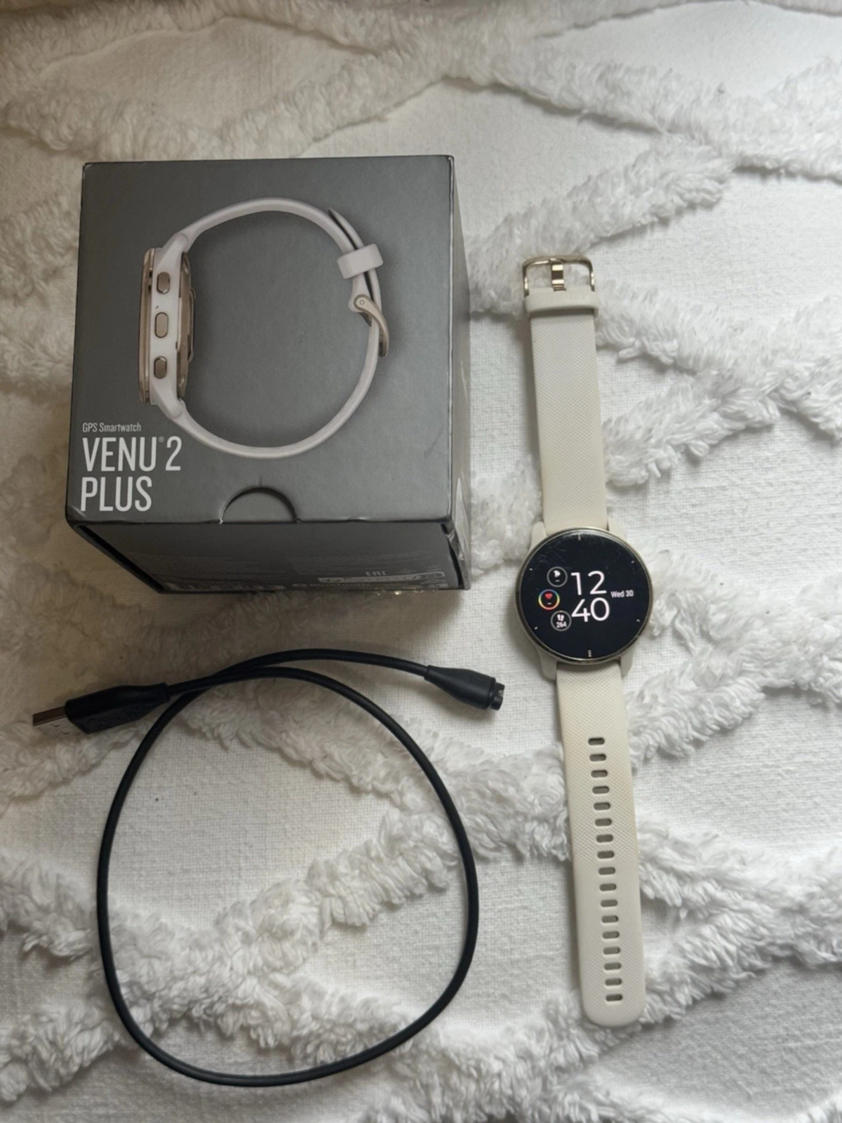 Garmin Venu 2 Plus GPS Smartwatch Stainless Steel Cream Gold Ivory