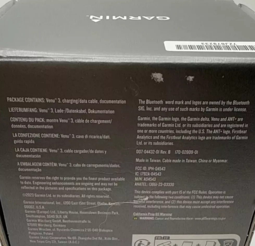 Garmin Venu 3 -WHITE-Health and Fitness Smartwatch -NEW(Opened Box)