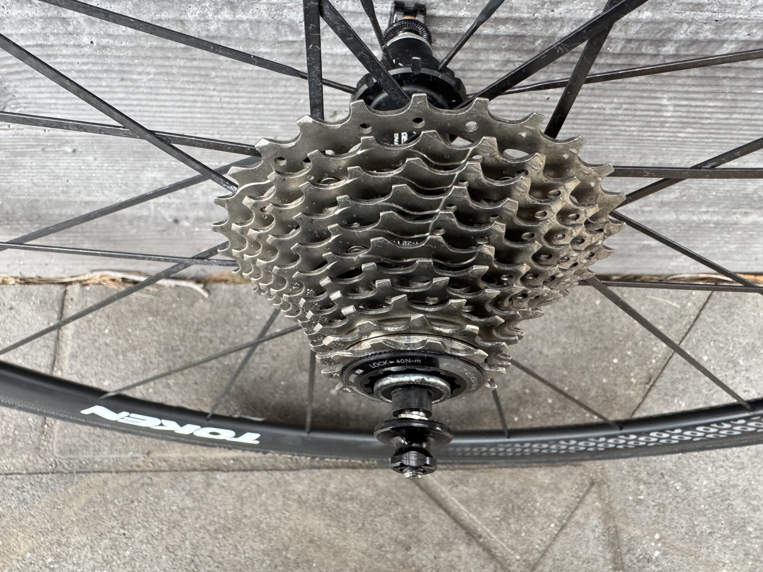 Pair of Token Tk-C-28 Carbon Clincher Wheels with Cassette, Tyres and Tubes