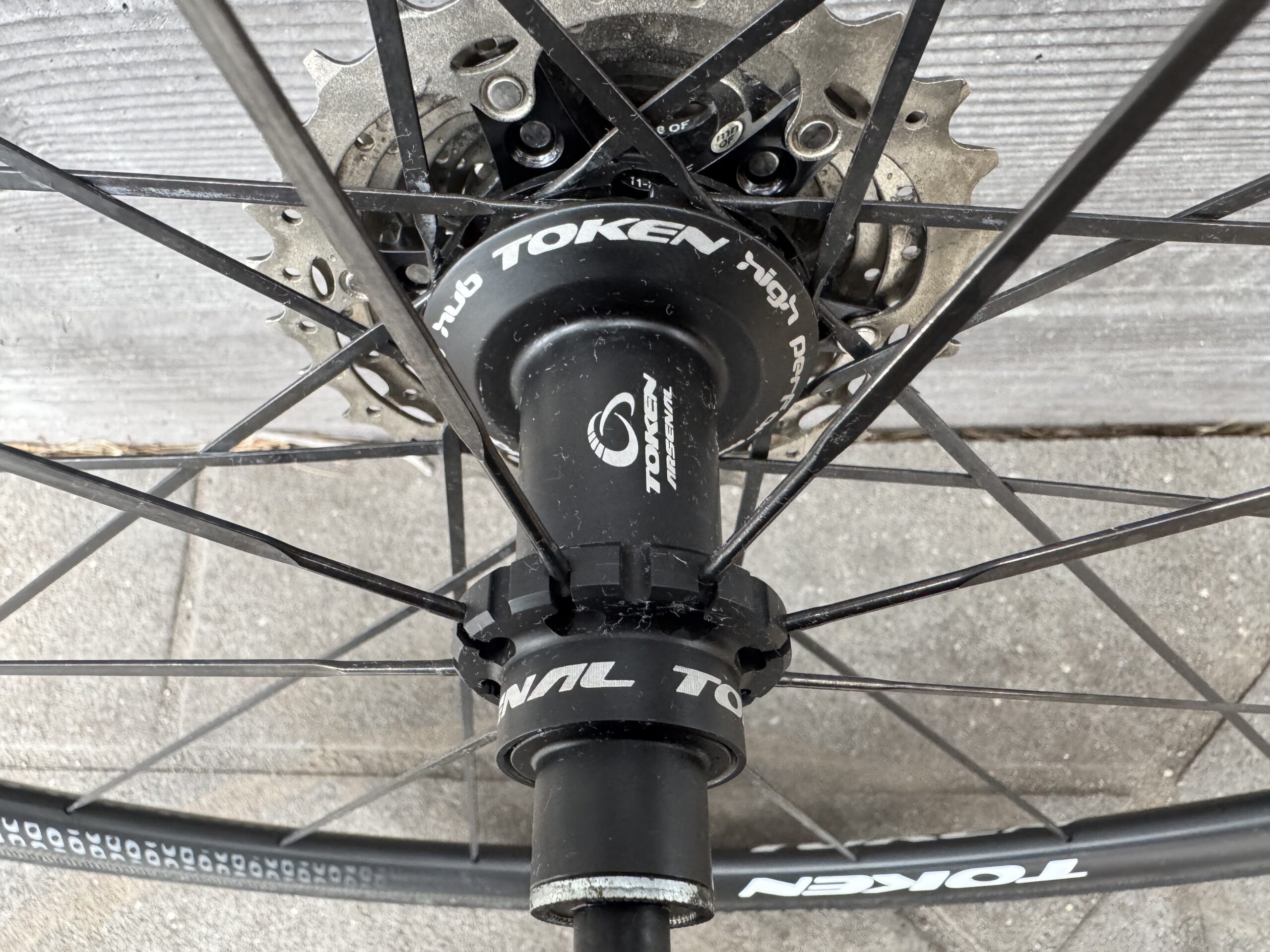 Pair of Token Tk-C-28 Carbon Clincher Wheels with Cassette, Tyres and Tubes